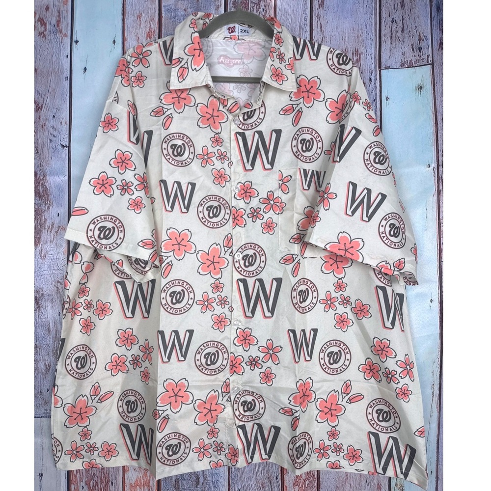 Washington Nationals MLB Cherry Blossom City Connect Button Down Shirt Mens 2XL